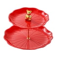 thumbnail image 3 of Soporte para cupcakes y postres, soporte para pasteles, centro de mesa, elegante soporte para cupcakes de 2 niveles Oso rojo con oro, 3 of 8