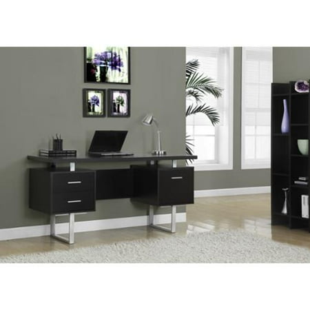 Monarch Specialties Cappuccino Hollow Core Silver Metal 60 Inch Monarch Specialties Cappuccino Hollow Core Silver Metal 60 Inch Office Desk