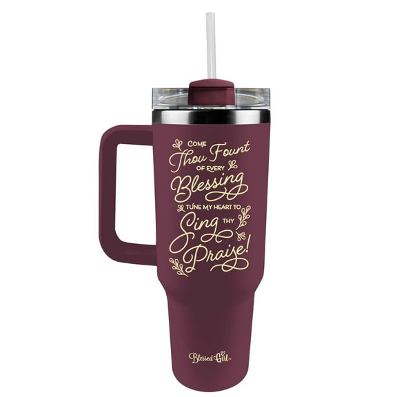 Blessed Girl 40 oz Come Thou Fount Stainless Steel Mug, Deep Dark Plum