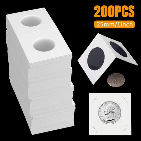 200 Pcs Coin Flips for Quarters Nickel, 25mm Cardboard Holders 2x2 inch Pockets