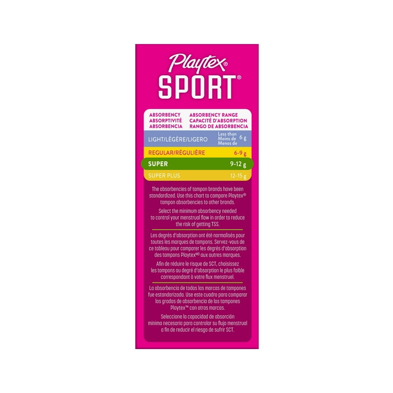  Playtex Sport Tampons, Super Plus Absorbency, Fragrance-Free -  36ct (2 Packs of 18ct) : Health & Household