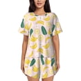thumbnail image 1 of Fotbe Banana With Leaves Conjunto de Pijama Estampado para Mujer, 2 Piezas, Ropa de Dormir con Camiseta de Manga Corta y Shorts Suaves-4X-Large, 1 of 6