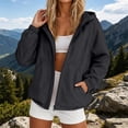 thumbnail image 2 of Zip Up Rain Jacket Women Lightweight Waterproof Hooded Jacket Casual Windbreaker Outdoor Raincoat, L, 2 of 6