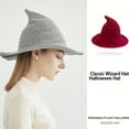 thumbnail image 3 of QualitChoice Vintage Hat Knit Pointed Hat Wizard For Halloween Up Wizard Wizard Hat Witch Halloween Felt Wool Cap Accessory light grey M（56-58cm）, 3 of 6