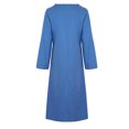 thumbnail image 2 of Pntutb Womens Plus Size Summer Casual Full Sleeve O-Neck Solid Linen Long Dress, 2 of 6