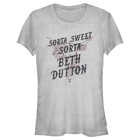 Junior's Yellowstone Sorta Sweet Sorta Beth Dutton Cow Skull  Graphic T-Shirt