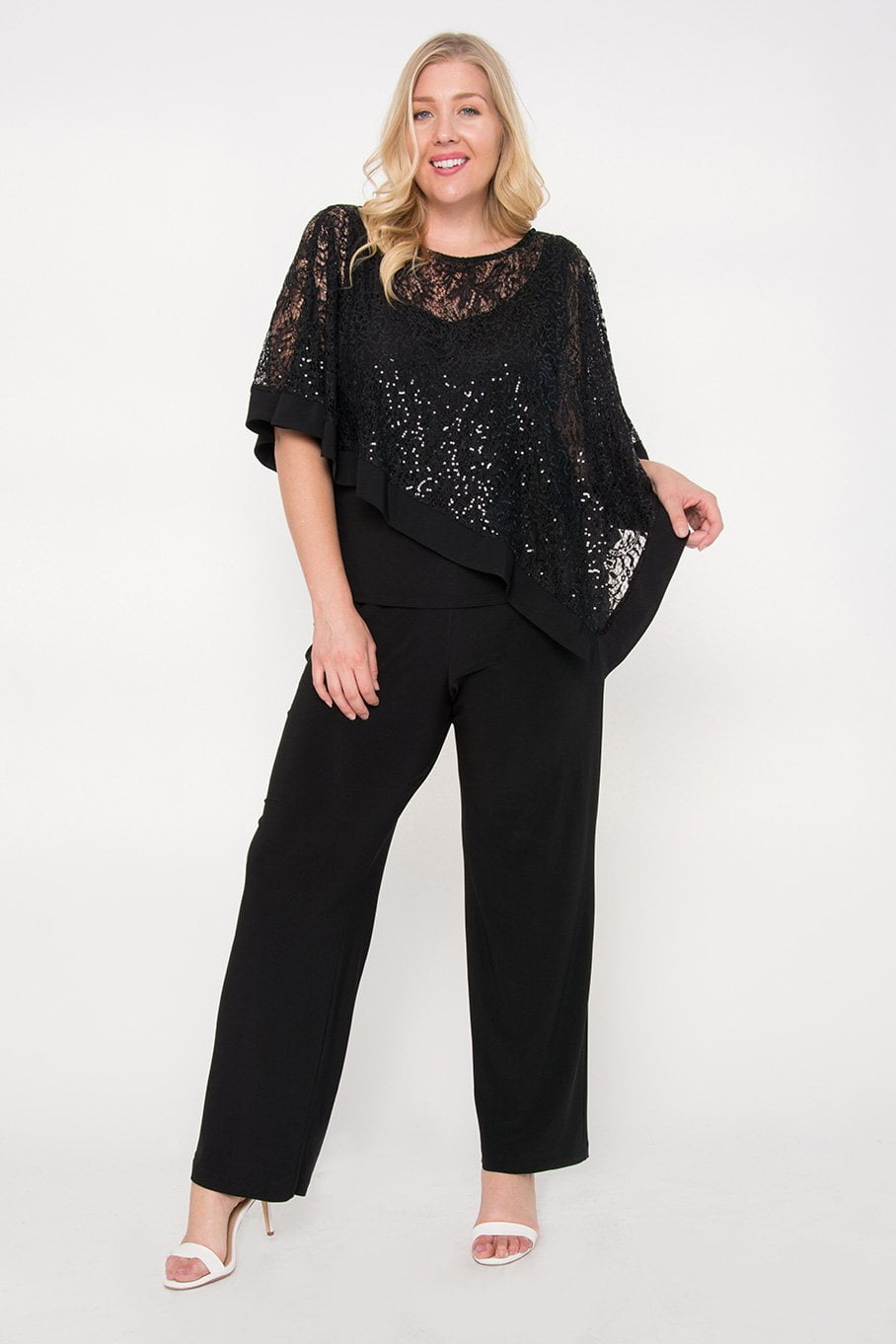 black and gold plus size pant suits
