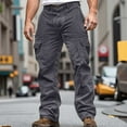 thumbnail image 2 of PUYAHG Casual Pants Men Corduroy Slim Fit Comfortable Stretch High Waist Long Straight Leg Workwear Outdoor Daily Wear Relaxed Fit Trousers Grey,XL, 2 of 9