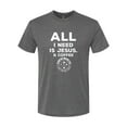 thumbnail image 2 of Wild Bobby, All I Need is Jesus & Coffee Inspirational/Christian Men Premium Tri Blend Tee, Dark Heather, Small, 2 of 6