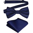 thumbnail image 1 of LAICAIW Mens Solid Color Double Fold Pre-tied Bow Tie and Pocket Square Set, 1 of 7