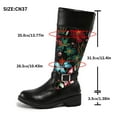 thumbnail image 5 of Knee High Riding Boots Women Floral Print Back Zipper Round Toe Buckle Strap Tall Motorcycle Booties, 5 of 7