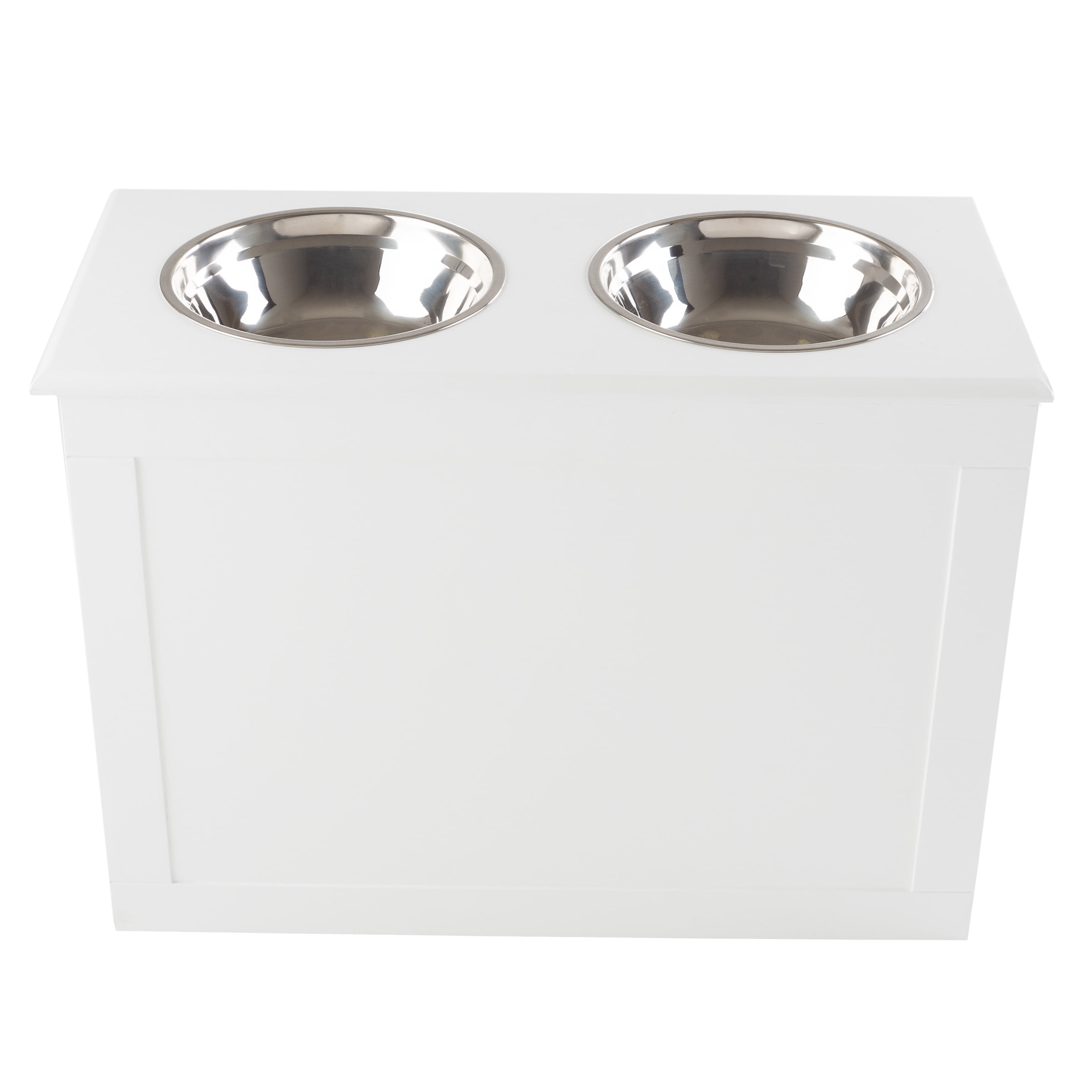 PETMAKER Elevated Dog Bowls with Storage Space for Pet Supplies (White)