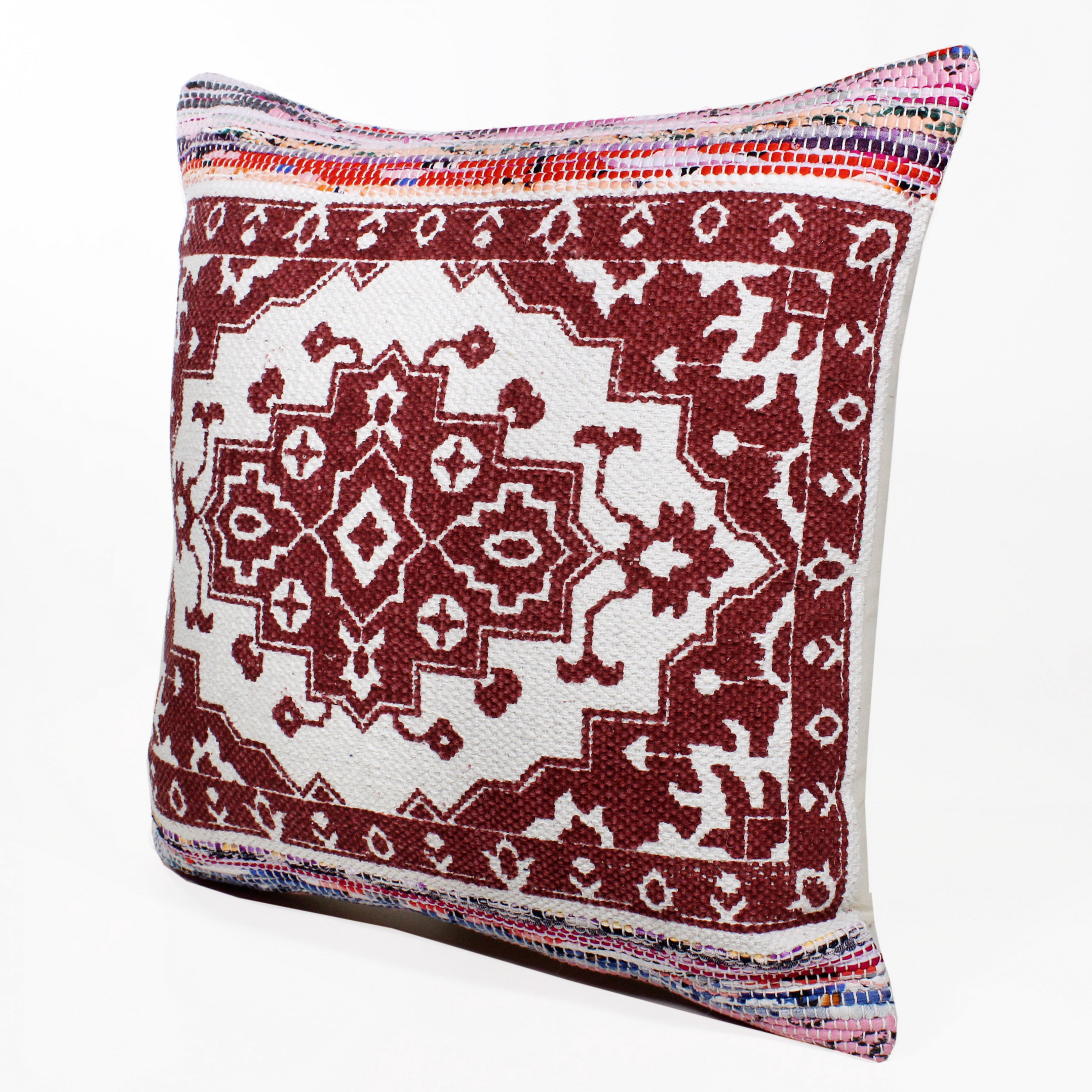Ox Bay Indoor Boho Medallion Mosaic Throw Pillow , Red / White, 20" x 20"