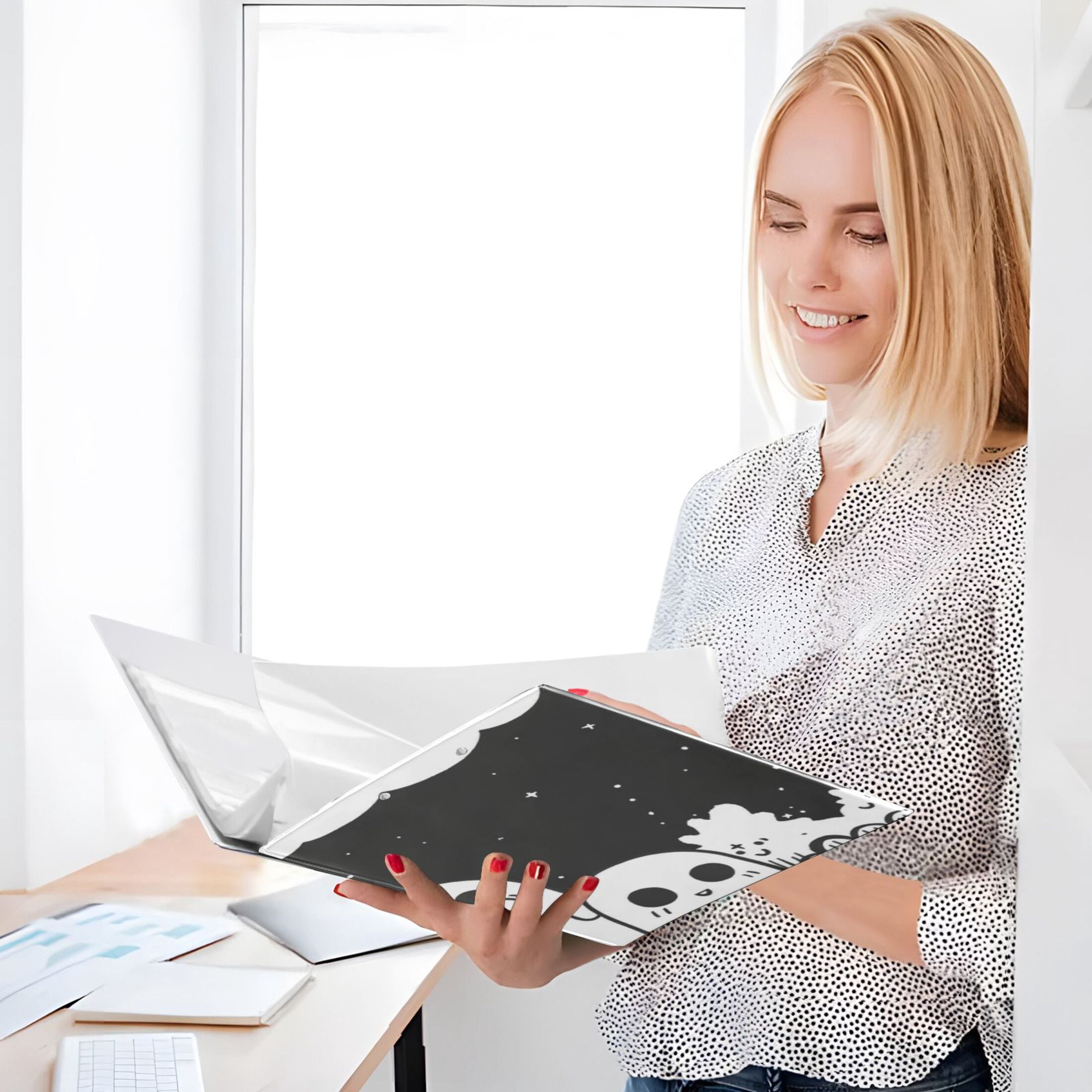 Gosts Clouds 3 Ring Binders 1.5 inch Hardcover File Folders with Interior Pockets A4 Size Organizer for School Office Hospital