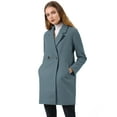 thumbnail image 2 of INSPIRE CHIC Women's Double Breasted Lapel Raglan Long Sleeve Mid Length Overcoat, 2 of 7