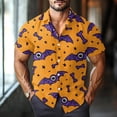 thumbnail image 2 of WTOBBY Men's Halloween Printed Short Sleeve Shirt Casual Loose Fit Party Graphic Tee Cotton Blend Breathable Top for Festival Costume Holiday Celebration,Dark Purple XL, 2 of 6