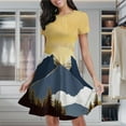 thumbnail image 2 of Mountain Sunset Forest Art Women's Classic Swing Skater Dress Casual Work Party Cocktail Dresses, 2 of 6
