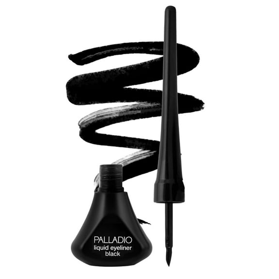 Palladio Liquid Eyeliner, Black, Highly Pigmented and Waterproof Eyeliner, For Intense Eye Definition, Includes Easy Grip Wand and Felt Tip Eyeliner Applicator