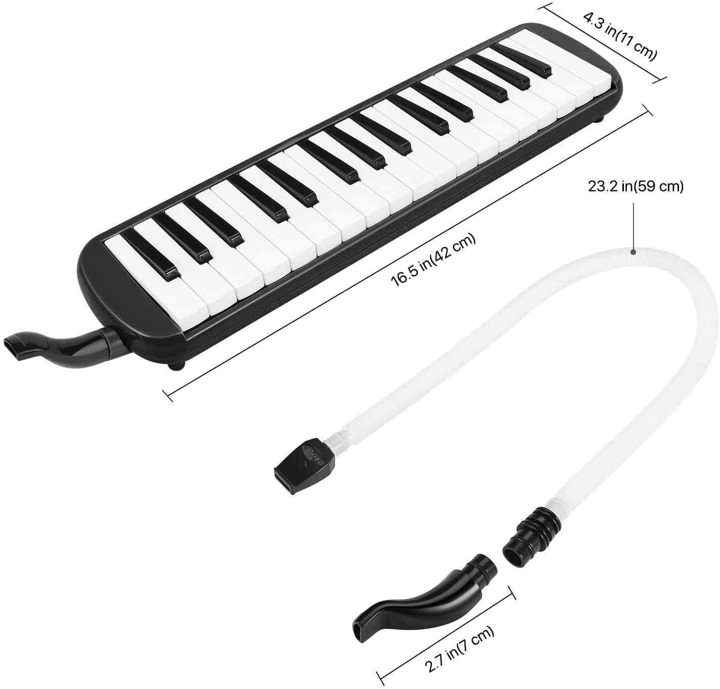 Keyboard Harmonica Instrument Lectronify Black Professional Blow-Organ 