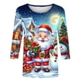 thumbnail image 4 of successthop Christmas Top Women Ugly Graphic Santa Plus Size 3/4 Sleeve Clothe Oversized Crewneck Trendy Shirts, 4 of 5