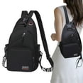 thumbnail image 1 of Bolso de pecho para hombre, bolso ligero, paquete de pecho para correr, ir de compras al aire libre, senderismo negro, 1 of 10