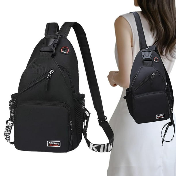 Bolso de pecho para hombre, bolso ligero, paquete de pecho para correr, ir de compras al aire libre, senderismo negro