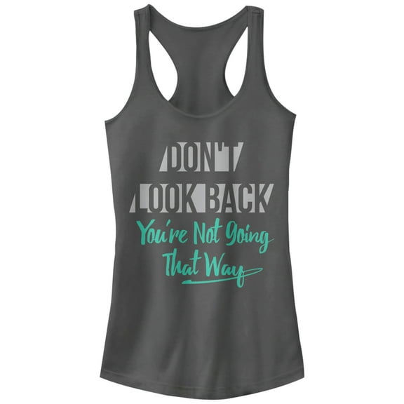 Junior's CHIN UP Don't Look Back Racerback Tank Top Charcoal Medium