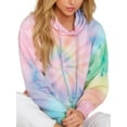 thumbnail image 3 of Capreze Ladies Sweatshirts Long Sleeve Hoodies Hooded Neck Sweatshirt Athletic Pullover Tie Dye Light Green L, 3 of 5