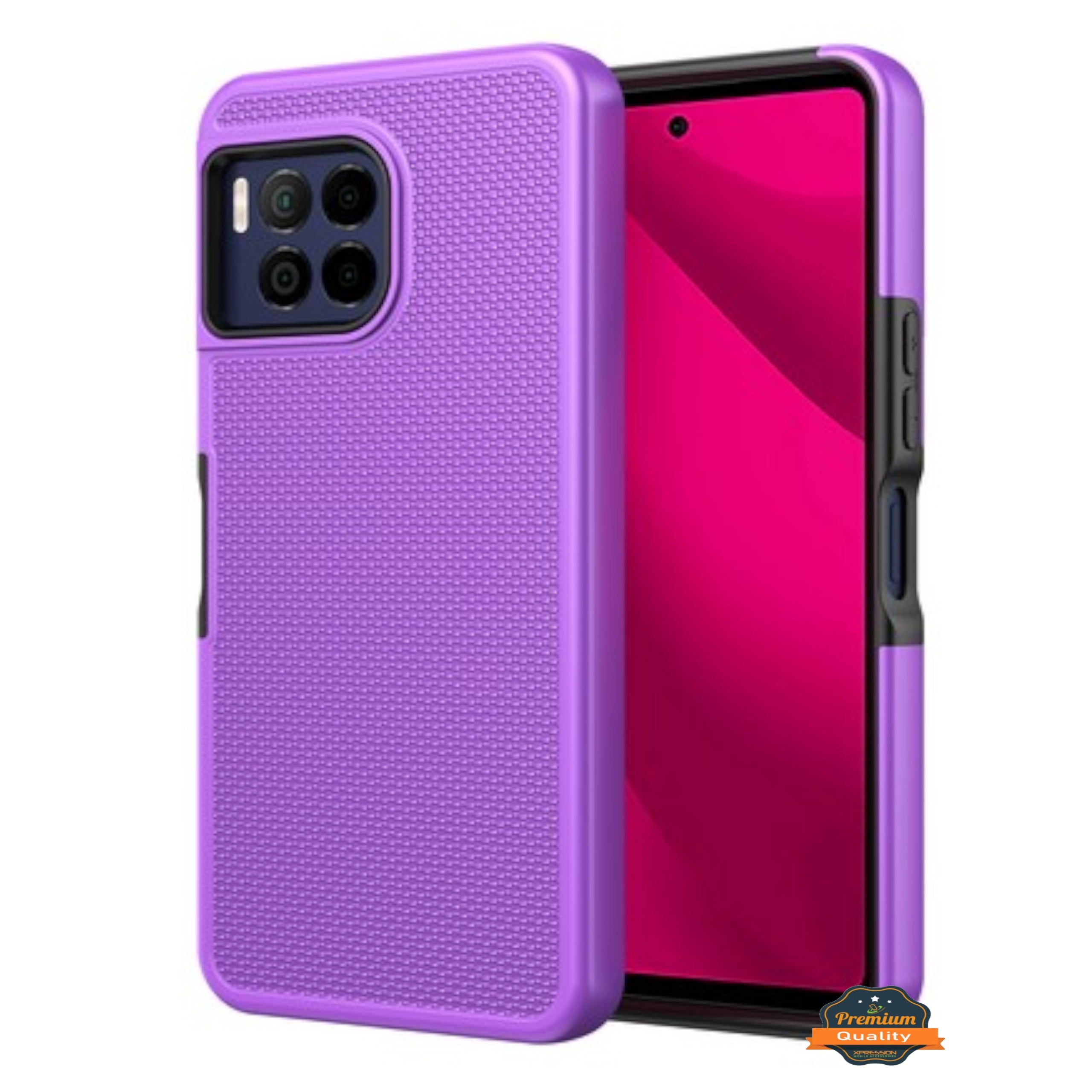 Xpression Phone Case For TCL K24 /TCL K23 Dual Layer Slim & Tough Hybrid Shockproof Heavy Duty Rubber TPU Matte with Textured Rugged Shell Protection Cover, Purple