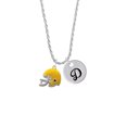 thumbnail image 2 of Delight Jewelry Silvertone Small Yellow Football Helmet Silvertone Script Initial Disc - D - Charm Necklace, 20"+3", 2 of 4