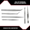 thumbnail image 3 of Hyper Tough 6-Piece Stainless Steel Assorted Tips Tweezer Set for Precision Tasks, 3 of 12