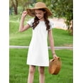 thumbnail image 4 of Arshiner Girls Summer Dress Tween Flutter Sleeve Pleated Front A Line Boho Beach Casual Dresses, 4 of 6