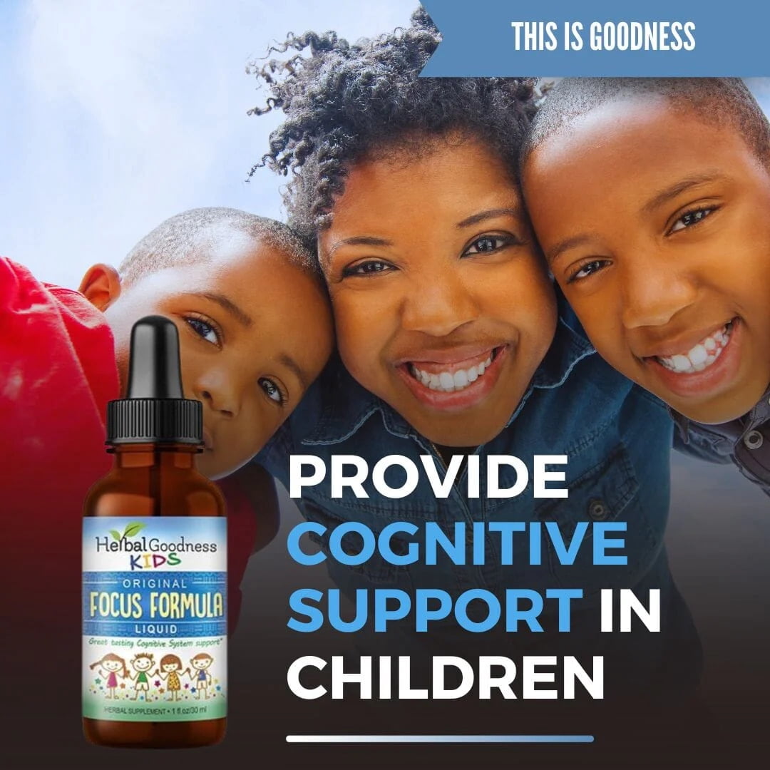 Kids Focus Formula and Attention Supplement Liquid Extract 1fl.oz - Factor, Vitamins, Melatonin for Kids, Ashwagandha ~ Herbal Goodness