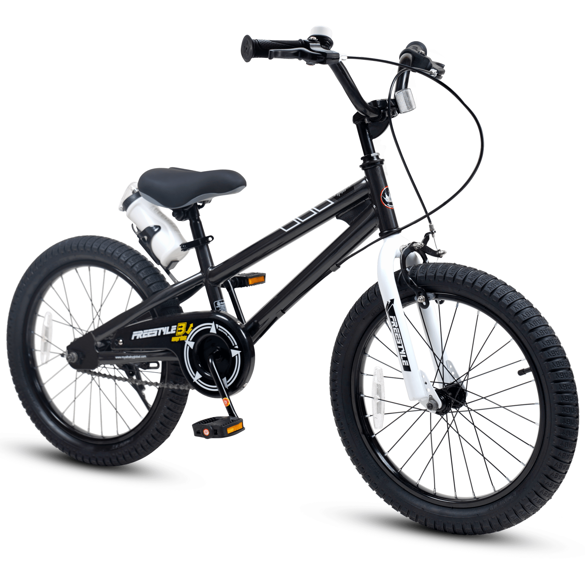 Royalbaby Boys Girls Kids Bike 18 In BMX Freestyle Black 2 Hand Brakes