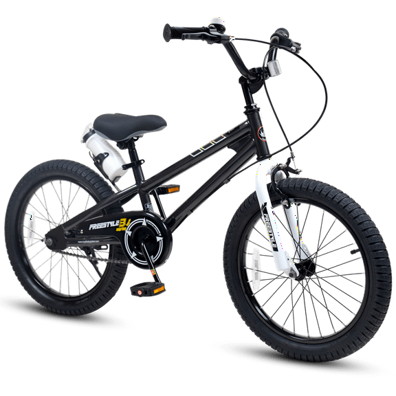 Royalbaby Freestyle 18 In Black Kids Bike Boys and Girls Bike with Kickstand and Water Bottle