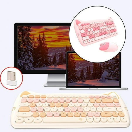 2.4G Wireless Keyboard Mouse Set 84 Key Colorful Mini 10M Transmission