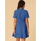 thumbnail image 4 of Vestido Camisero Entallado Y Con Vuelo Con Volantes Y Botones En La Parte Delantera Azul L, 4 of 6
