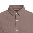thumbnail image 5 of Handshe Men's Waffle Knit Button-Up Shirt, Solid Color Casual Design, Short Sleeve with Collar for Everyday Casual Wear, 5 of 6