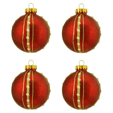 - Northlight Seasonal Swirls and Striped Design Glass Ball Christmas Ornament (Set of 4)