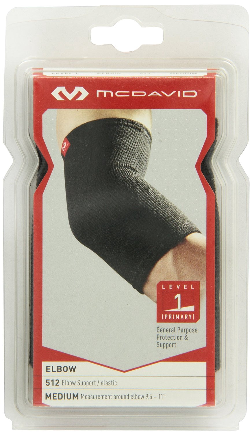 McDavid MD512 Elastic Elbow Sleeve, Adult S, Black, Athletic Arm Sleeves