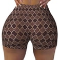 thumbnail image 2 of Fotbe Brown Gold Grid Shorts Sin Costuras – Shorts Deportivos de Cintura Alta para Mujer, Elásticos para Gimnasio, Yoga, Running o Ciclismo-Large, 2 of 8