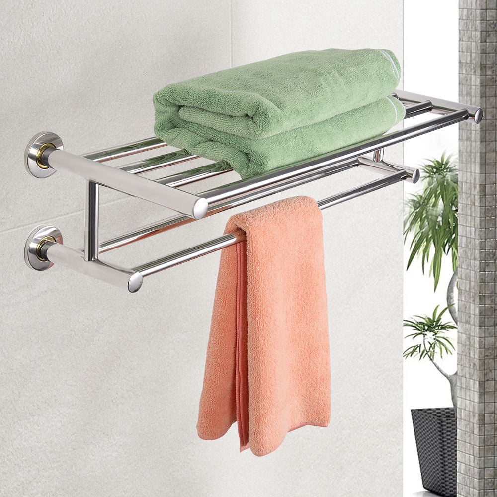 Costway Wall Mounted Towel Rack Bathroom Hotel Rail Holder Storage Costway Wall Mounted Towel Rack Bathroom Hotel Rail Holder Storage Shelf Stainless Steel