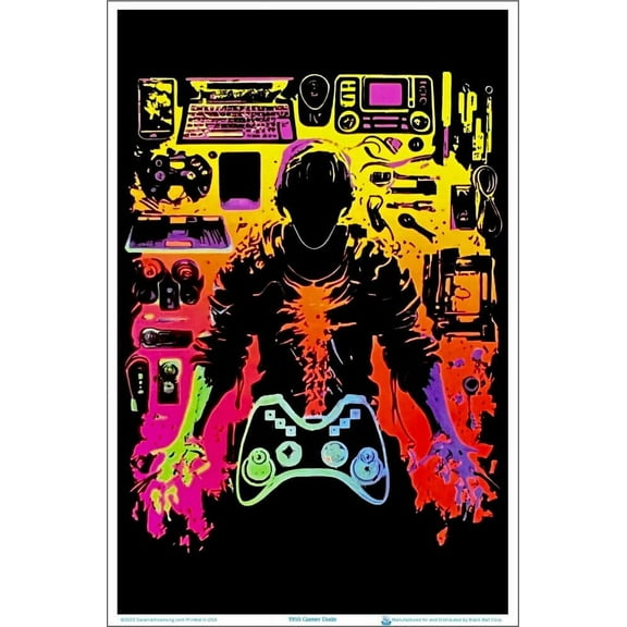 Gamer Dude by Sasha Flocked Blacklight Poster - 23" x 35"