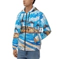 thumbnail image 3 of Wukai Greek Island Windmills Painting Print Men's Zip-Up Hoodie,Fleece Full-Zip Hoodie for Men, Hooded Sweatshirt-Large, 3 of 5