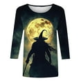 thumbnail image 4 of FAVIPT Womens Plus Size Halloween Shirts Vintage Novelty Print Soft Blouses 3/4 Sleeve Round Neck Funny Party Tees Casual Trendy Fall 2025 Tops Navy,XL, 4 of 5