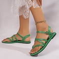 thumbnail image 3 of Gladiator Sandals for Women Solid Strappy Flip Flops Summer Flat Beach Shoes Casual Slingback Walking Shoes Green Size 6, 3 of 7
