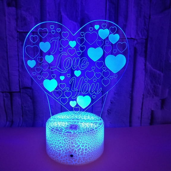 WHAMVOX  3D Lamp Heart Night Lights Room Decorations Touch Lamps LED