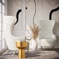 thumbnail image 2 of Pemberly Row Modern 19.7" Modern Velvet Wingback Chair in Cream, 2 of 6