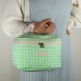 thumbnail image 7 of 1Pc Cotton Makeup Bag Large Travel Cosmetic Bag Aesthetic Cute Plaid Pattern Makeup Bag for Women Green, 7 of 7