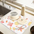 thumbnail image 2 of Yayeee Dish Drying Mat for Kitchen Counter 18" x 24" Microfiber Super Absorbent Coffee Decorative Pad, White Floral Orange, 2 of 9